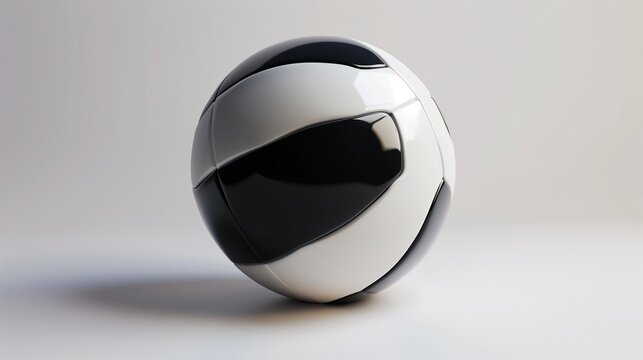 A sleek white and black volleyball with smooth curves, isolated on a white background.