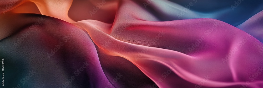 Aufkleber Luxurious silk fabric draping elegantly across a soft surface with ample copy space for text or creative designs. Generative AI