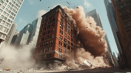 A building is on fire and is being destroyed