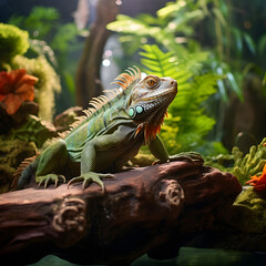 Obraz premium Exotic Green Iguana: A Peculiar Desire of Pet Enthusiasts