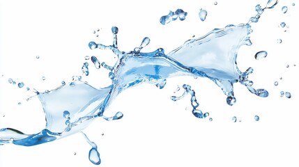 Fototapeta premium Splash of water creating dynamic shapes against a white background.