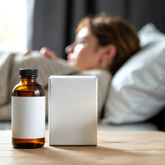 Medicine bottle mockup, cough syrup bottle blank