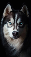 Obraz premium A close-up photo of a blue eyed Husky dog
