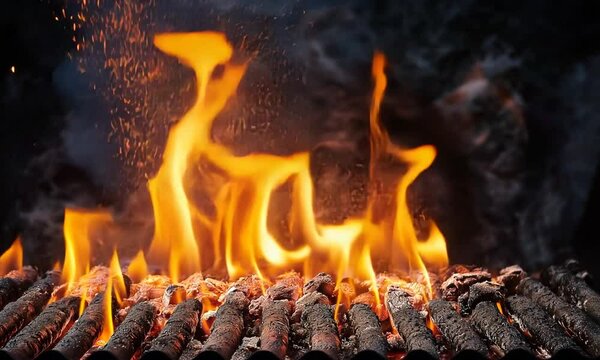 Fire burning logs background video, Full HD
