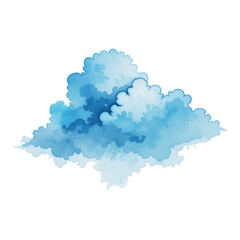 Pastel blue cloud with watercolor style isolated on transparent background, Ai generative images