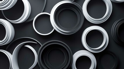 Abstract Black Background with White Circular Rings