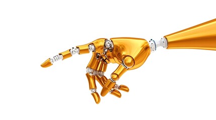 Futuristic Orange Robotic Hand Pointing with Advanced Mechanisms