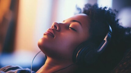 Person relaxing with headphones on, enjoying a moment of solitude and personal entertainment, embracing the power of music to rejuvenate and escape from daily stress.