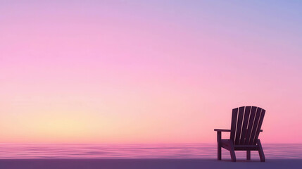 Serene Sunset View with a Beach Chair Against a Colorful Sky