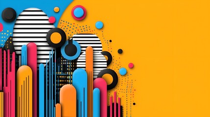Obraz premium Colorful Abstract Design with Geometric Shapes and Bold Patterns