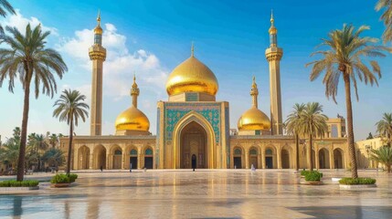 Naklejka premium Golden Mosque: A Majestic Architectural Masterpiece
