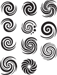 Spiral Swirl Silhouette Vector Set Icon Illustration - Unique and Editable Graphics

