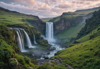 waterfall in the mountains