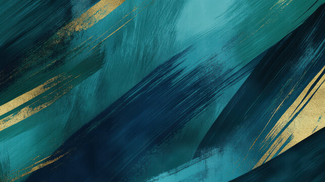 A highly detailed abstract background with textured brush strokes, smooth and bold streaks resembling oil paint, deep teal and oceanic green hues
