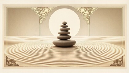 A Beautifully Balanced Stack of Stones on a Desert Dune at Sunset Creating Serenity and Calm