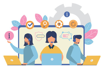 Customer service appointment system agent illustration