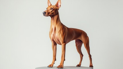 Proud Dog Standing on Podium in Bright Studio Lighting