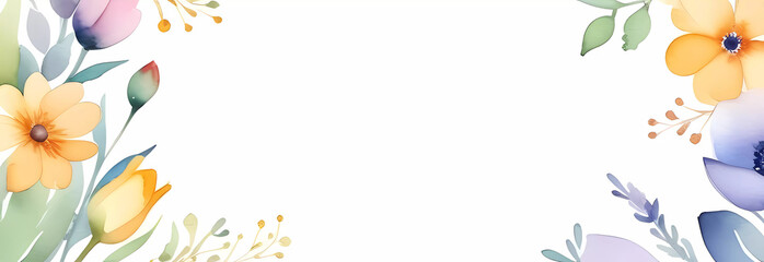 Web banner White spring background with frame. Generative AI