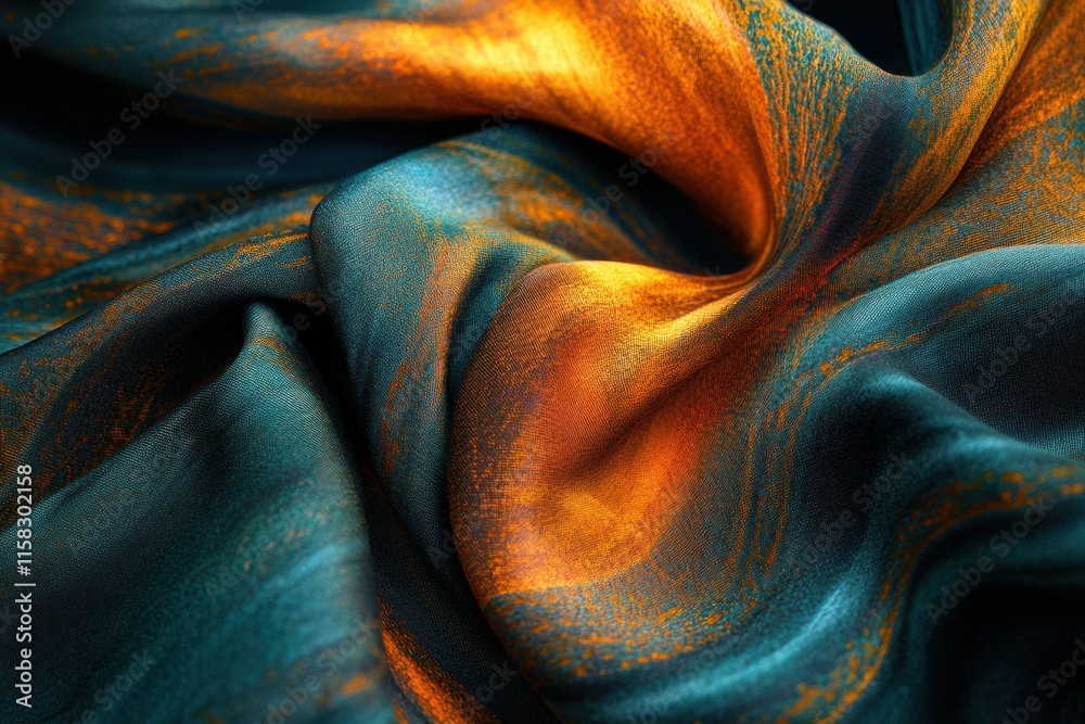 Poster Luxurious silk fabric with rich colors and textures for stylish mock up and design purposes. Generative AI