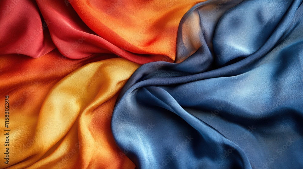 Poster Luxurious silk fabric in vibrant colors with ample space for custom text or design elements. Generative AI
