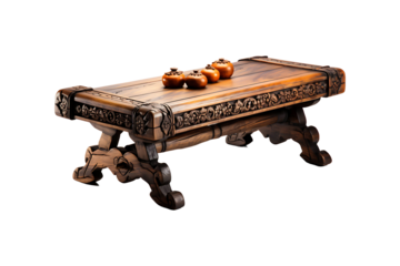 Wooden Charpai isolated on transparent background.