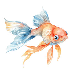 Retro Pastel Illustration of a Skimmerin Fish with Flowing Fins and Delicate Colors