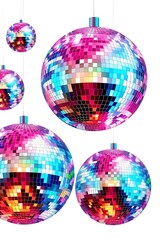 Fototapeta premium Set of Shiny Disco Mirror Balls, Cut Out