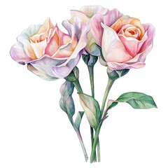 Delicate Pastel Roses Beautifully Illustrated in Retro Style with Soft Petals and Gentle Colors