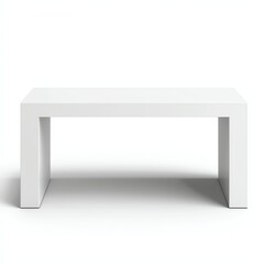 A sleek, modern white table with a minimalist design, featuring a simple rectangular shape and clean lines, suitable for various interior styles.