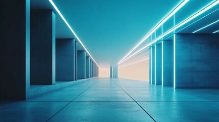 Blue Line with White Architecture Futuristic Background