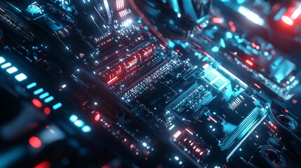 Obraz premium Circuit Board Electronics and Digital Technology Banner