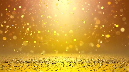 A cascade of golden confetti floats gently against a bright background, bringing a cheerful, celebratory atmosphere perfect for parties and joyous events.