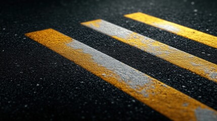 Fototapeta premium Urban street scene close-up of road markings city detailed photography dark atmosphere ground-level perspective