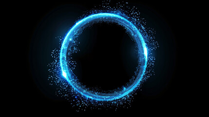 Digital blue circular technology gate for logo template design background. Generative AI technology.