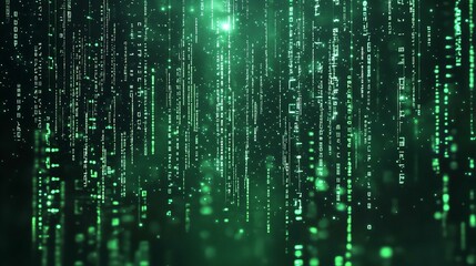 Obraz premium Digital Technology Banner with Green and Blue Background Colors