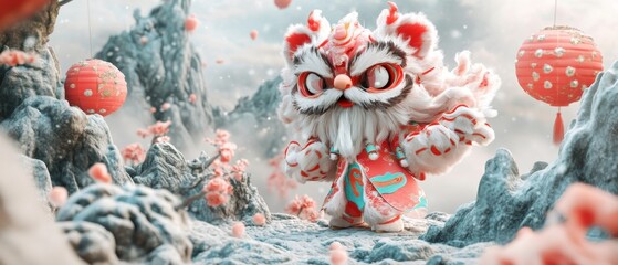 Chinese New Year Theme, A cartoonish figure with a red