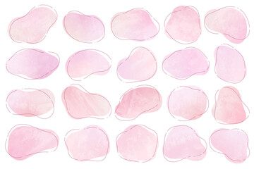 ゆるい流体シェイプのイラストセット ベクター ピンク グラデーション Fluid shape set