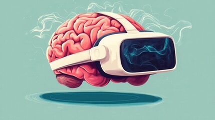 Minimalist Brain Integrated with VR Technology Visualizing Digital Healing Flow