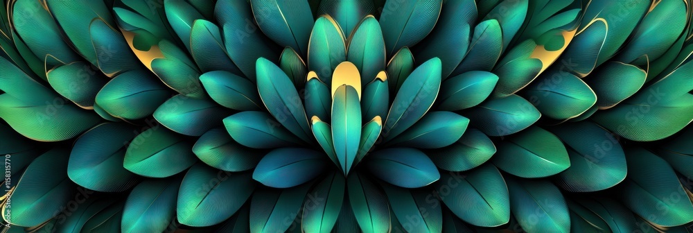 Aufkleber Colorful pattern of overlapping peacock feathers with ample space for text and design elements. Generative AI