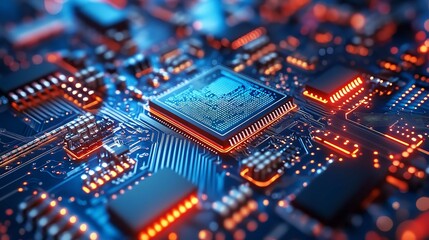 Fototapeta premium Futuristic Server Abstract Background with Circuit Board Design