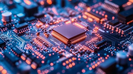 Obraz premium Futuristic Server Abstract Background with Circuit Board Design