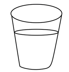 Cute cartoon hand drawn vector glass of water coloring page.