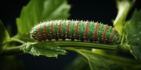 Naklejka premium caterpillar on a leaf