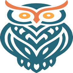 line owl art with color