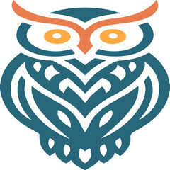 line owl art with color