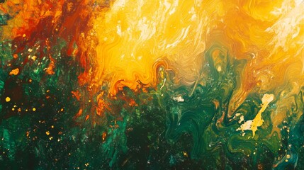 Abstract Cosmic Swirl with Glowing Golden and Green Energy Vortex
