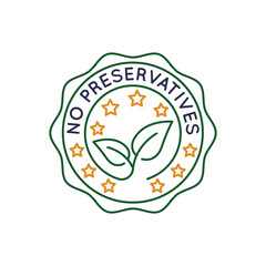 Simple Logo with No preservatives icon. Simple Logo with a laboratory flask. Perfect for branding organic products, natural food items, and health-conscious goods. Vector illustration.