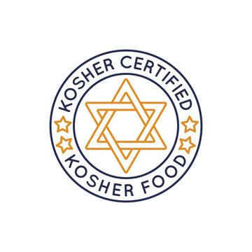 Simple Logo with Kosher certified icon. Simple Logo with kosher food icon for social media, app, and web design. Vector illustration
