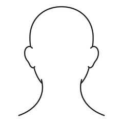 顔　後頭部　白黒