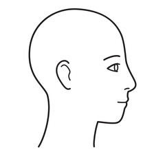 顔　横顔　右向き　白黒